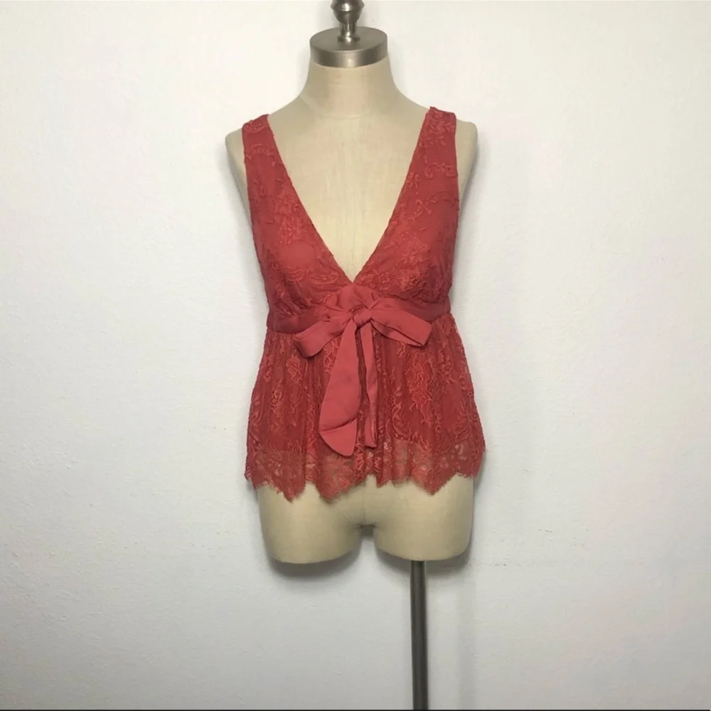 FREE PEOPLE | Frenchie Kiss Chante Lace rust sleeveless top - Picture 7 of 7